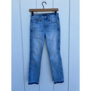 J.Crew Jeans, Raw Hem, Distressed,‎ Cotton Poly Elastane Blend, Sz 25